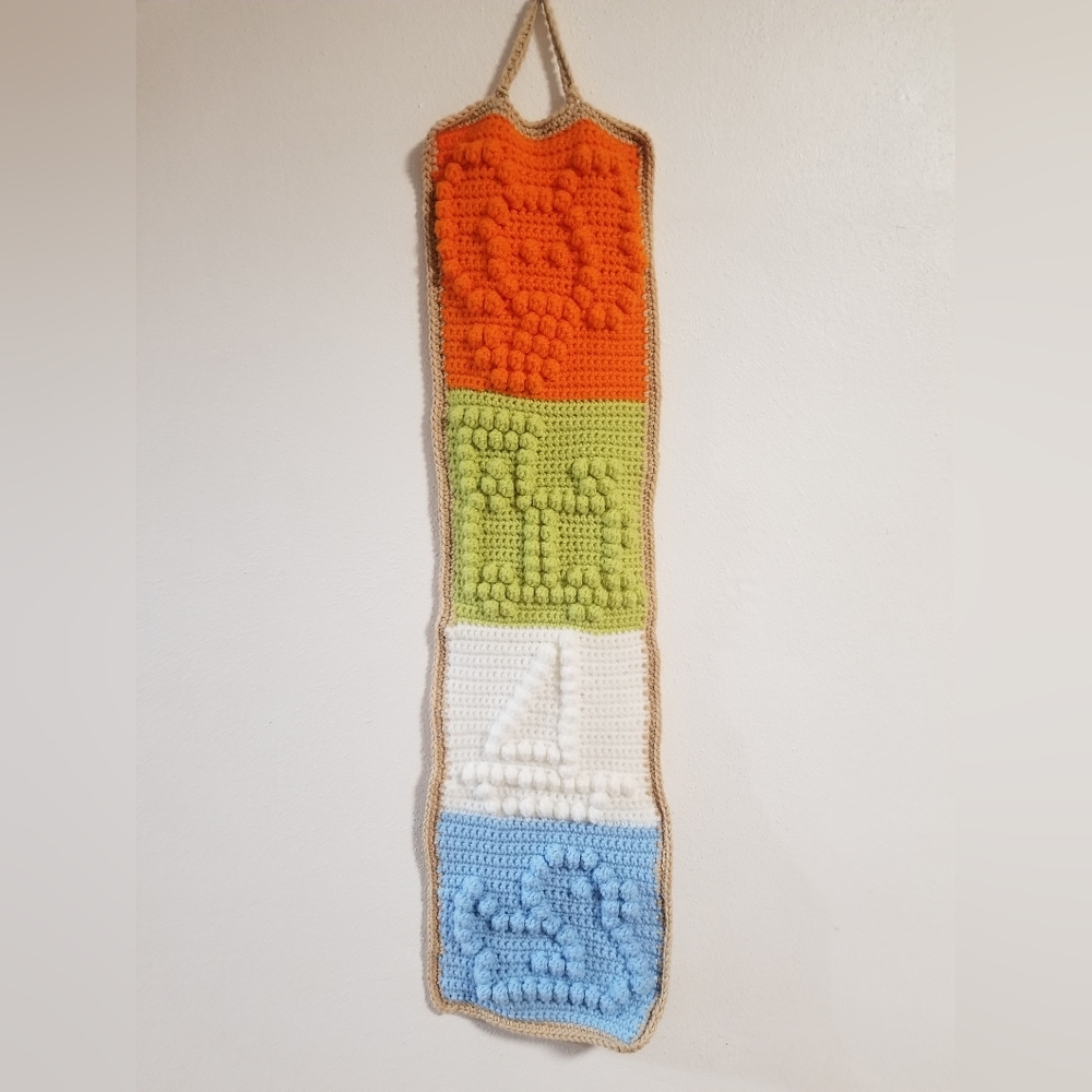 Hand crochet nursery wall hanging